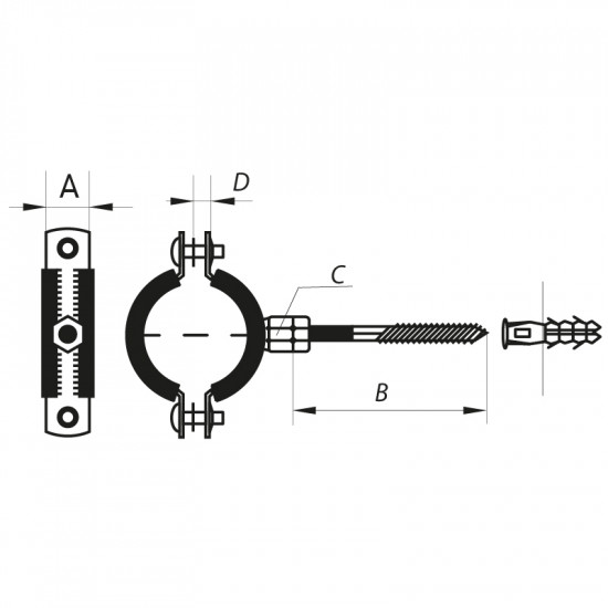 Хомут трубный оцинкованный Koer KCB.20 1-1 / 4" (38-43) черный (KR2798)