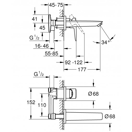 Змішувач для раковини прихованого монтажу Grohe BauLoop New (20289001)