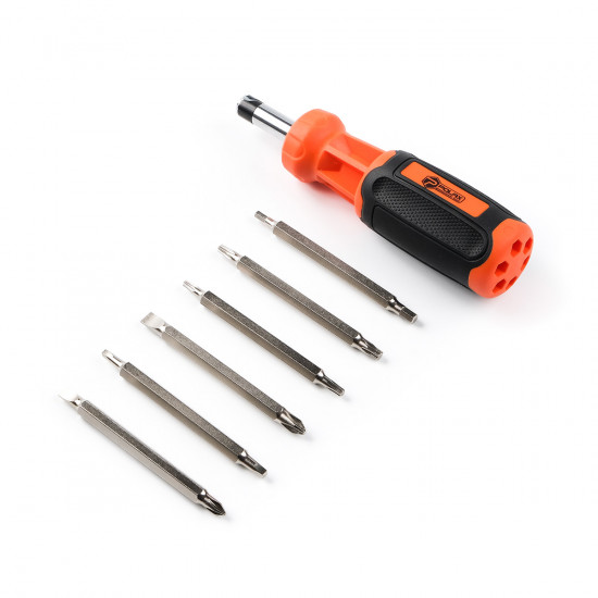 Викрутка Polax з реверсом і змінними бітами 7 в 1 (51-042)