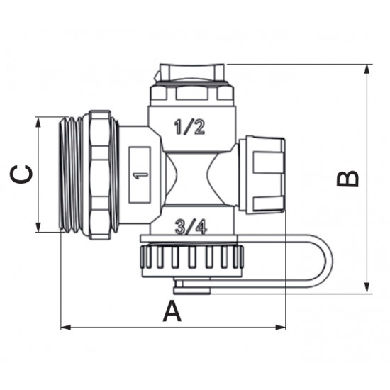 Конечный фитинг Europroduct EP.2020 - 1" с дренажным вентилем и ручным воздухоотводчиком (EP6140)
