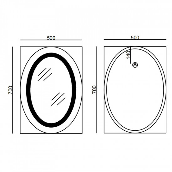 Зеркало Mixxus Plain MV02-50x70 (часы, LED-подсветка, антизапотевание) (MI6010)