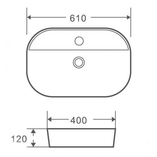Умывальник накладной керамический Mixxus Premium Ellipse-0202 610x400x120mm (MP6483)