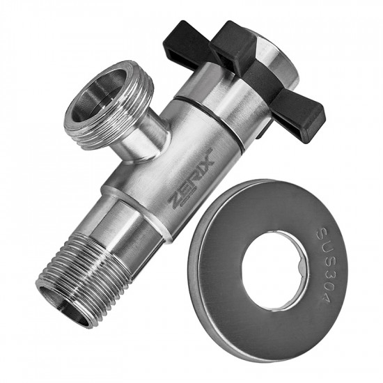 Кран для підключення сантехприладів Zerix VAL-10-1/2x3/4 з нерж.сталі SUS304 (ZX5103)