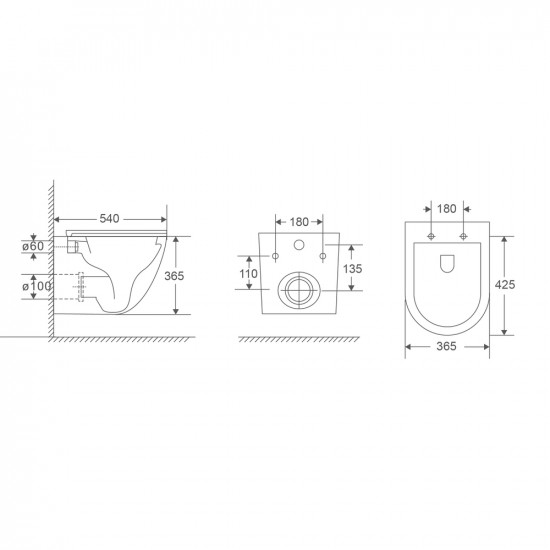 Унітаз підвісний Mixxus Premium Ellipse-0304-R 540x360x360mm, система змиву Rimless (MP6466)