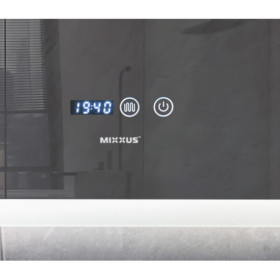 Дзеркало Mixxus FLAT MR04-100x80 з LED Touch, Anti-fog, димером, регулюванням яскравості, годиннико