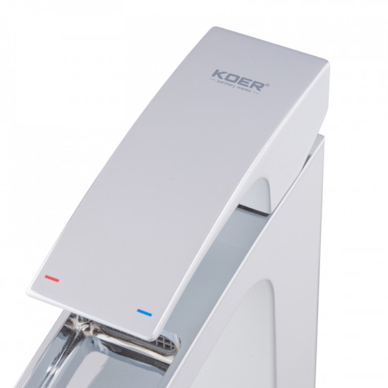 Змішувач для умивальника Koer KB-15007-04 високий водоспад (Колір хром+білий) (KR5156)