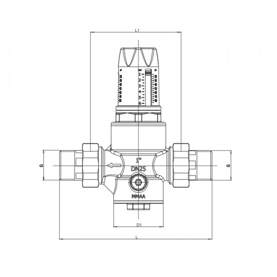 Редуктор тиску Roho R1202-050 - 1/2" ПН, PN25 (1-6 бар) мембранний (RO0145)
