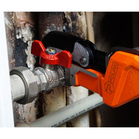 Ключ трубний Polax переставний з тріскачкою 0-65 мм, 300 мм (44-005)