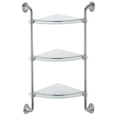 Полиця у ванну кутова скляна 3-ярусна Zerix LR1507-3 (LL1409)