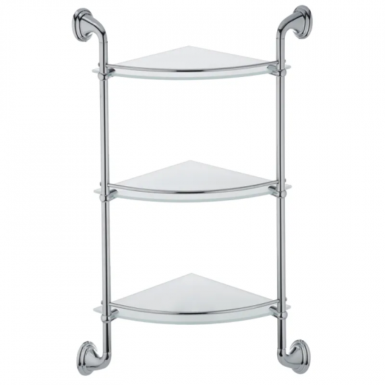 Полиця у ванну кутова скляна 3-ярусна Zerix LR1507-3 (LL1409)