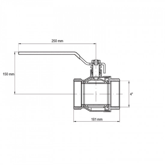 Кран кульовий Koer KR.214 - 4" FF ГГВ (ручка "важіль" червона) (KR4952)