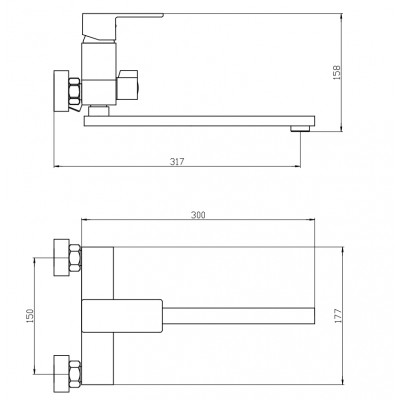 Змішувач для ванни Mixxus Trinity 006 (Euro) (MI6273)