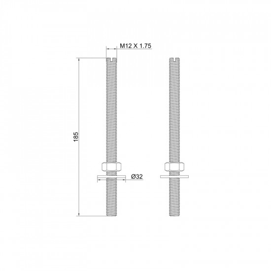 Шпильки різьбові Koer KT-0702 для кріплення підвісного унітазу до інсталяції (KR5646)