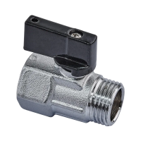 Кран шаровой МИНИ, Roho R380-050 - 1/2" ВЗ ручка "бабочка" черная (RO0246)