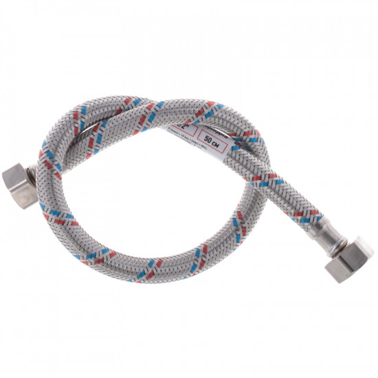 Гнучкий шланг для підключення води гайка 1/2'' - гайка 1/2'' (50 см) Zerix (ZX1551)