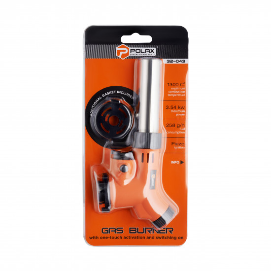 Газовий пальник з керамічним соплом та п\'єзопідпалом Polax 1,3 kW, 1300 °C (32-043) Газовий пальник з керамічним соплом та п\'єзопідпалом Polax 1,3 kW, 1300 °C (32-043)