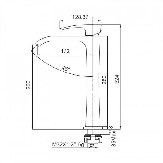 Змішувач для умивальника Koer KB-13007-01 високий (Колір хром) (KR3444)