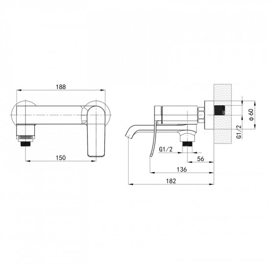 Змішувач для ванни Mixxus Premium DALI 009 EURO Graphite (MI6759)