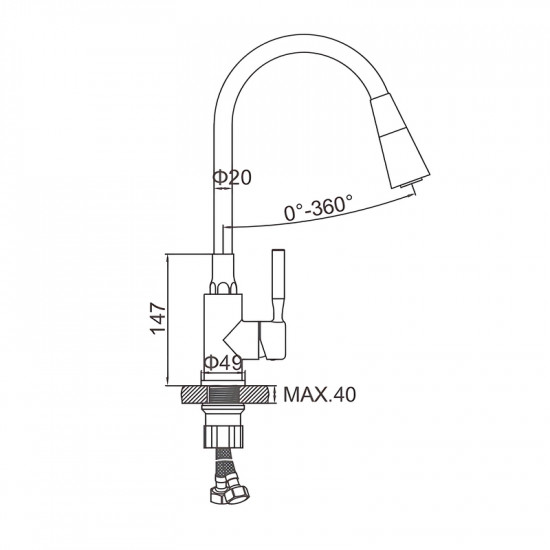Змішувач для кухні Zerix Atrium-011-T Refl.GRAY (Колір хром+силік.вилив сірий) (ZX4718)