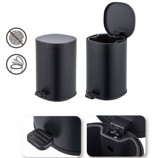 Ведро для мусора с плавным закрытием овальное Zerix Prime-TC0105 Black 5л цвет черный (ZX5902)