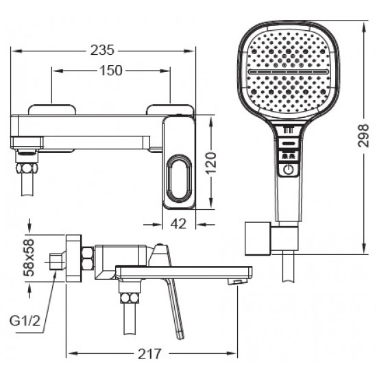 Змішувач для ванни Koer KB-41031-01 з коротким виливом (KR5436)