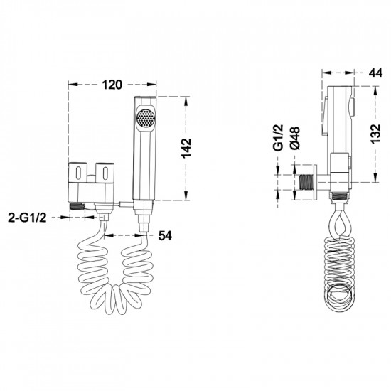 Кран для гігієнічного душу та бачка унітаза Mixxus AVT-01 GRAPHITE з лійкою (MI6837)