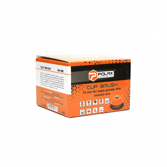 Щітка чашкова 75 мм, для УШМ, М14, кручений дріт Polax (54-160)