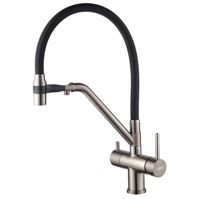 Кухонний змішувач з силік. виливом і вих. для питної води KOER KB-72006-07 (KR3382)