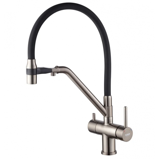 Кухонний змішувач з силік. виливом і вих. для питної води KOER KB-72006-07 (KR3382)