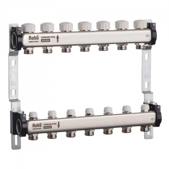 Колектор з термостатичними та запірними клапанами Roho R805-07 - 1"х 7 вих. (RO0061)