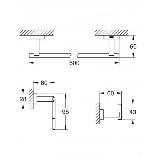 Набір аксесуарів 3 в 1 Grohe Essentials Cube New (40777001)
