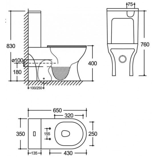 Унітаз-компакт Mixxus WAVE-0402-T3 650x350x830mm система змиву TORNADO 3.0 (MI7037) Унітаз-компакт Mixxus WAVE-0402-T3 650x350x830mm система змиву TORNADO 3.0 (MI7037)