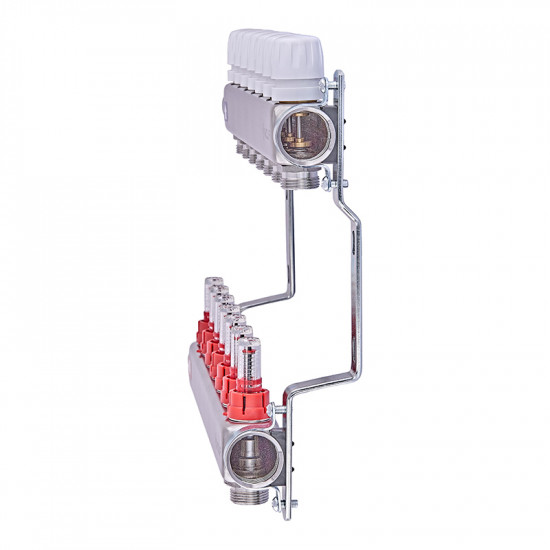 Коллекторный блок с расходомерами Nolf NF.2100-07S 1"x7 (корпус нержавеющая сталь) (NF3021)