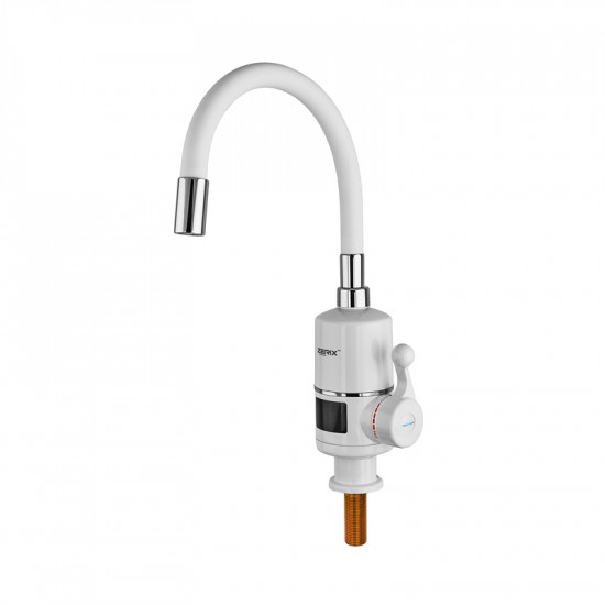 Проточний водонагрівач Zerix ELW06-EF-WHITE 3,3 kW з індикатором температури, силіконовий вилив, на