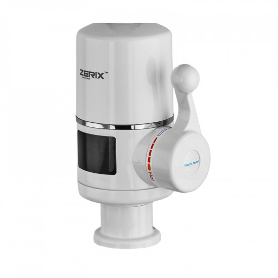 Проточний водонагрівач Zerix ELW06-EF-WHITE 3,3 kW з індикатором температури, силіконовий вилив, на