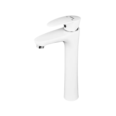 Змішувач для умивальника Plamix Cezar-001 HIGH SET White (з підведенням) (PM0663)