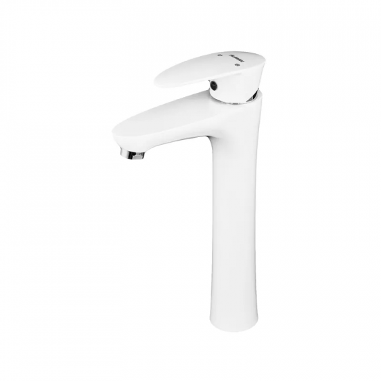 Смеситель для раковины Plamix Cezar-001 HIGH SET White (с подводом) (PM0663)