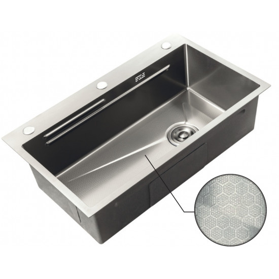 Мойка Zerix ZH7545-SET-05 DECOR NANO-SILVER (3.0/0.8) из нерж. стали, комплект (нержавейка) (ZM5584)