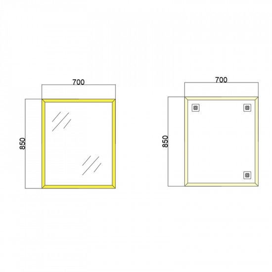 Зеркало настенное Zerix FONTE MRZ09-700x850-REVERSE GOLD прямоугольноe в золотой раме (ZX5639)