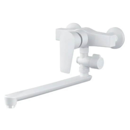 Змішувач для ванни PLAMIX OSCAR-006 SET WHITE (зі шлангом, лійкою та кронштейном) (PM0703)