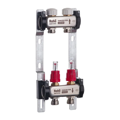 Коллектор с расходомером и термостатическими клапанами Roho R804-02 - 1"х 2 выхода (RO0034)