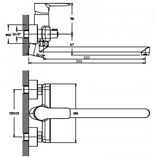 Змішувач для ванни Haiba Columbia 006 (HB0039) Змішувач для ванни Haiba Columbia 006 (HB0039)