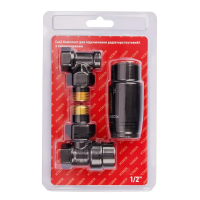 Комплект для подключения радиатора Koer SET-24.Black - 1/2'' угловой с термоголовкой (KR5283)