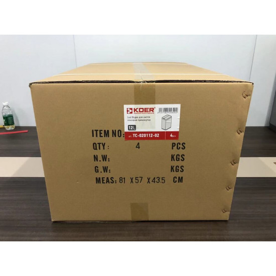 Датчикное прямоугольное мусорное ведро Koer TC-020112-02 12 л цвет нержавейка (KR5582)