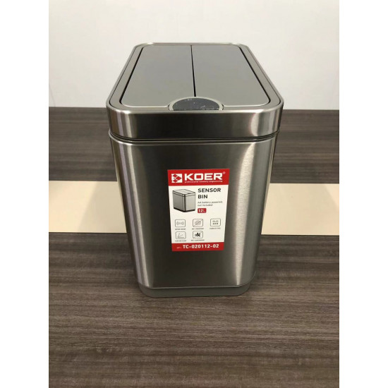 Датчикное прямоугольное мусорное ведро Koer TC-020112-02 12 л цвет нержавейка (KR5582)