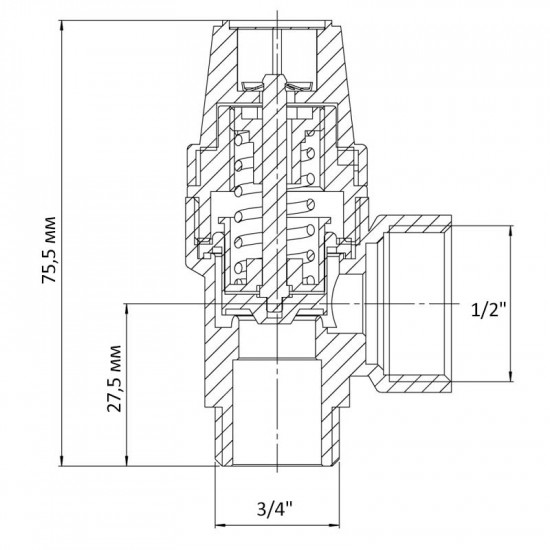 Клапан запобіжний ВЗ 1/2"х3/4" KOER KR.1261 (3 бар) (KR3107)