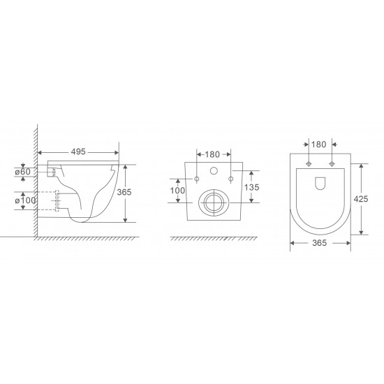 Унітаз підвісний Mixxus Premium Ellipse-0301-R 495x365x365mm, система змиву Rimless (MP6460)