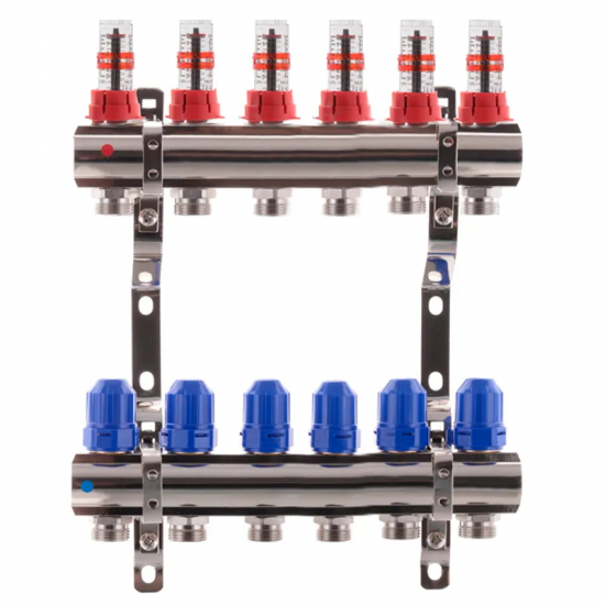 Коллекторный блок с расходомерами Koer KR.1110-06 1"x6 ways (KR2643)