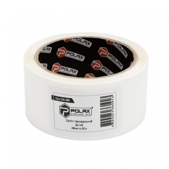 Клейка стрічка Polax скотч пакувальний, білий 45мм х 60м (101-189)