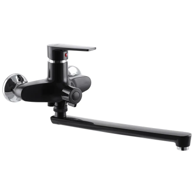 Смеситель для ванной Plamix Oscar-006 Euro Черный (без шланга и лейки) (PM0600)